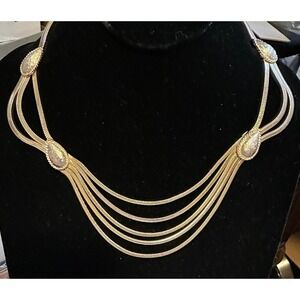 Vintage Francois Gold Tone Necklace & Earrings Set